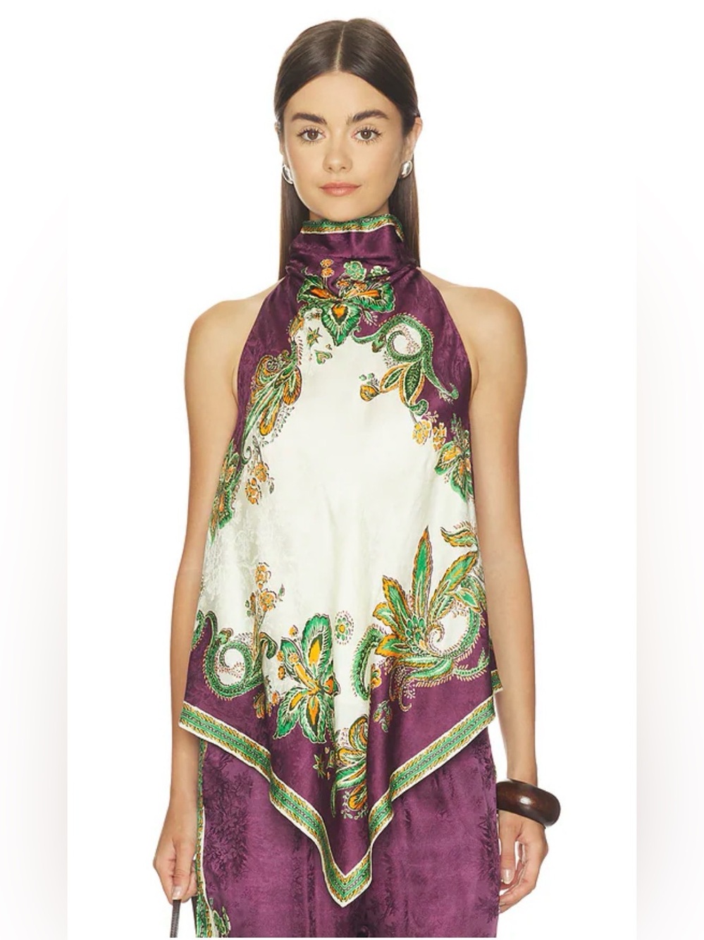 NWOT Alemais Ruthie Paisley Silk-Blend Scarf Halter Top